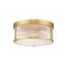 carnaby modern gold 4 light flushmount with ribbed glass shade