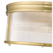 carnaby modern gold 4 light flushmount with ribbed glass shade