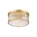 carnaby modern gold 4 light flushmount with ribbed glass shade