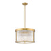 carnaby modern gold 5 light pendant with ribbed glass shade