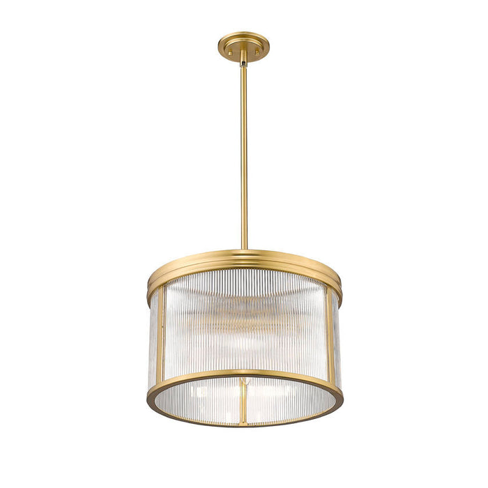 carnaby modern gold 5 light pendant with ribbed glass shade