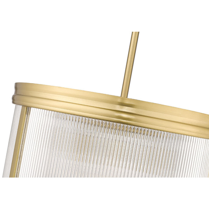 carnaby modern gold 5 light pendant with ribbed glass shade