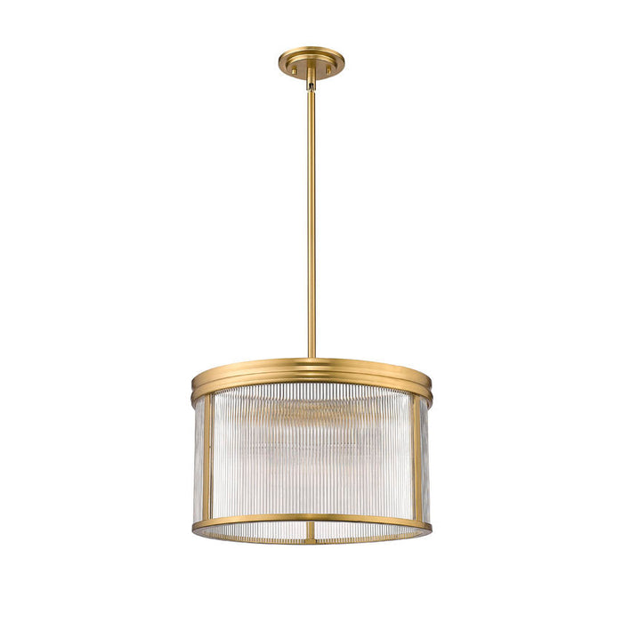 carnaby modern gold 5 light pendant with ribbed glass shade