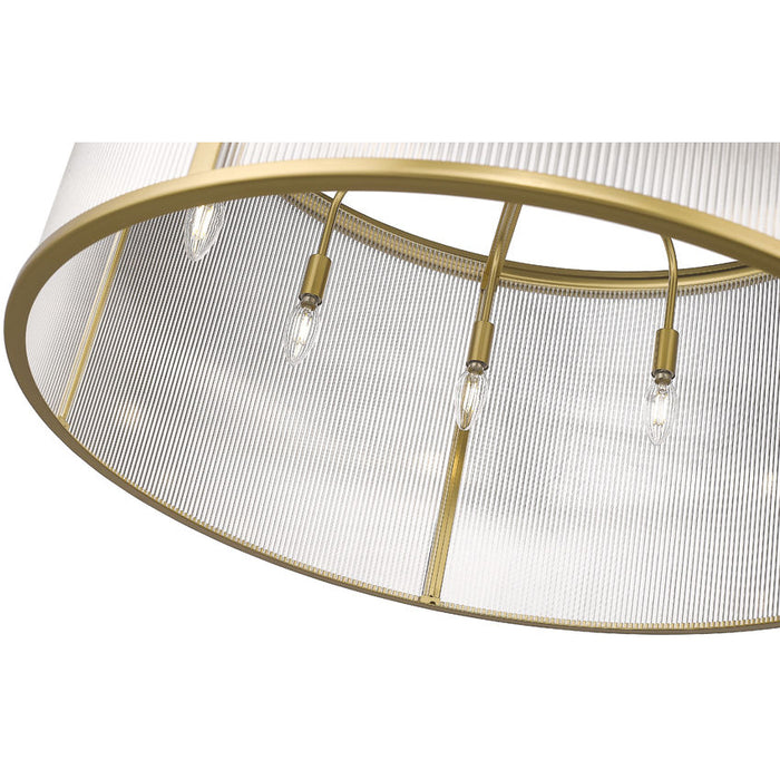 carnaby modern gold 9 light pendant with ribbed glass shade