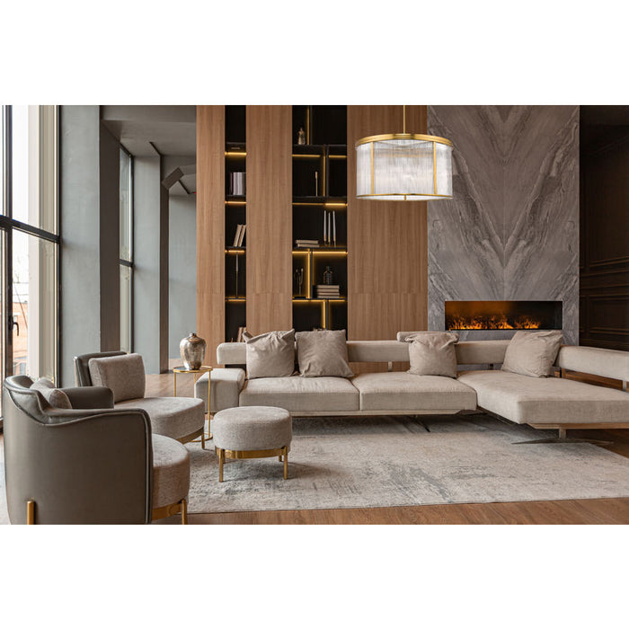carnaby modern gold 9 light pendant with ribbed glass shade