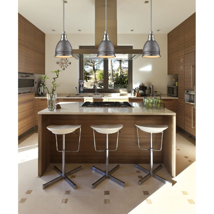 Carolton Polished Nickel Weathered Zinc Mini Pendant - Mini-Pendants