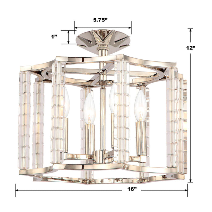 Carson Polished Nickel 4 Light Ceiling Mount Convertible - Semi-Flushmounts