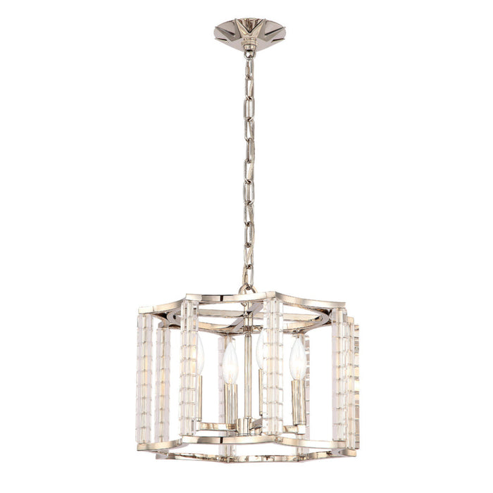 Carson Polished Nickel 4 Light Chandelier Convertible - Chandeliers