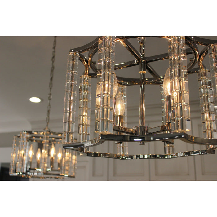 Carson Polished Nickel 4 Light Chandelier Convertible - Chandeliers