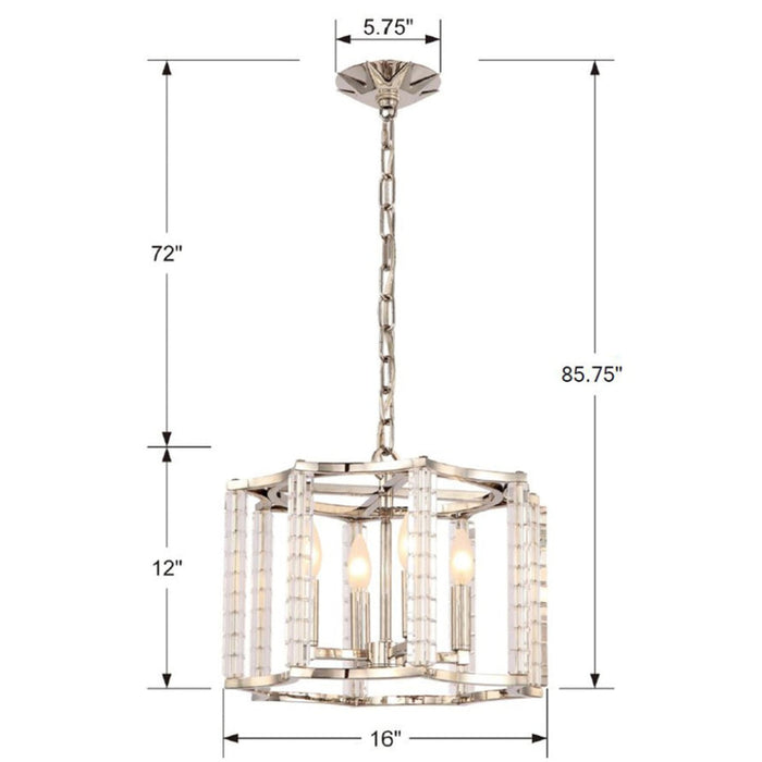 Carson Polished Nickel 4 Light Chandelier Convertible - Chandeliers