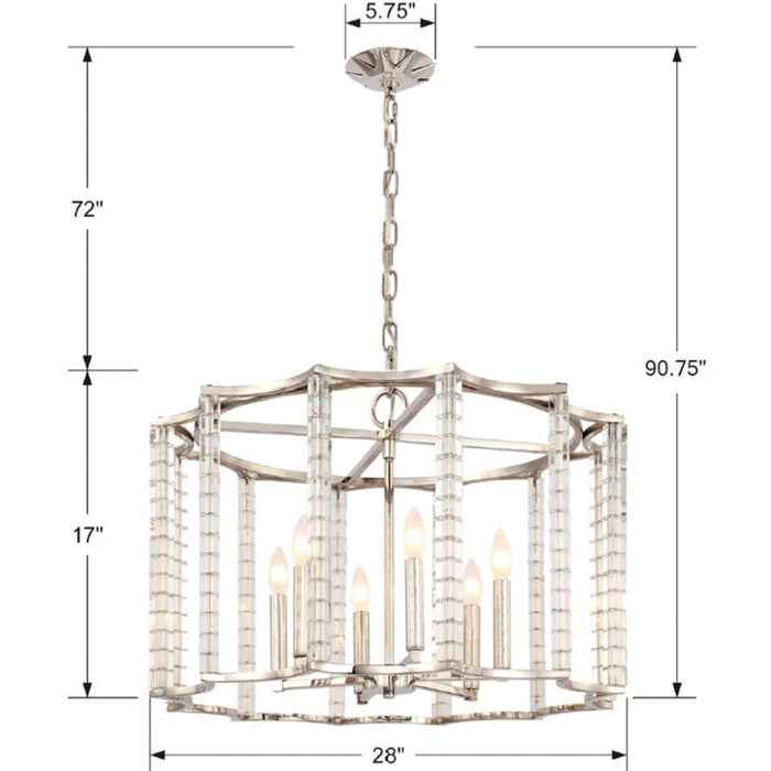 Carson Polished Nickel 6 Light Chandelier - Chandeliers