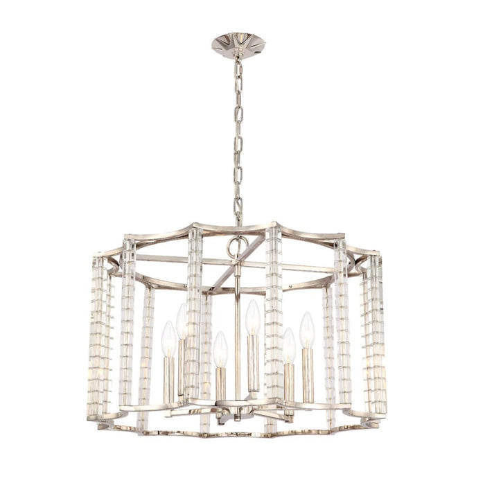 Carson Polished Nickel 6 Light Chandelier - Chandeliers