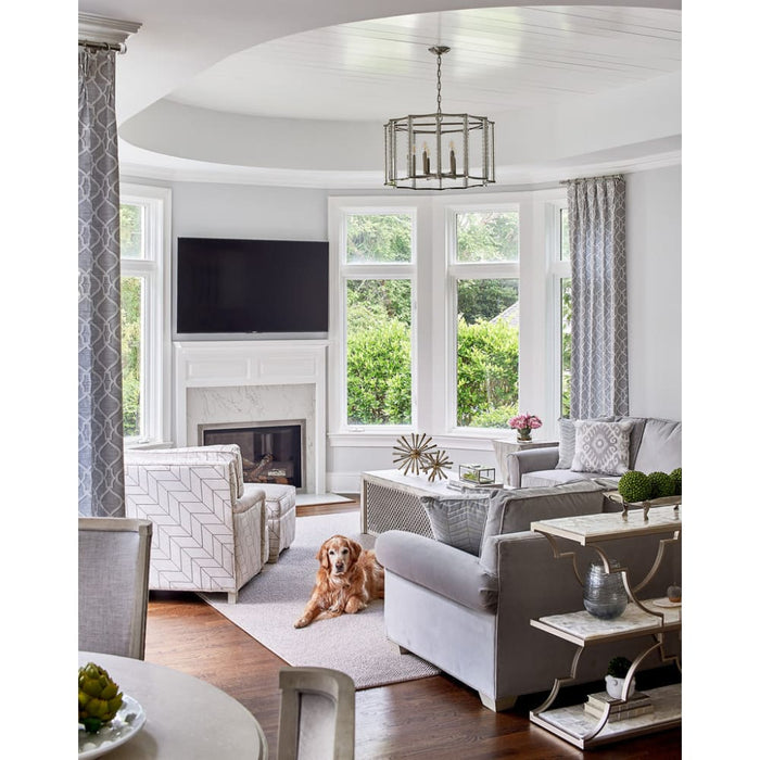 Carson Polished Nickel 6 Light Chandelier - Chandeliers