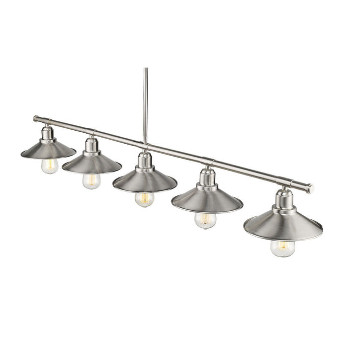 Casa Brushed Nickel 5 Light Island Billiard Pendant 613-5L-BN - Island/Billiard