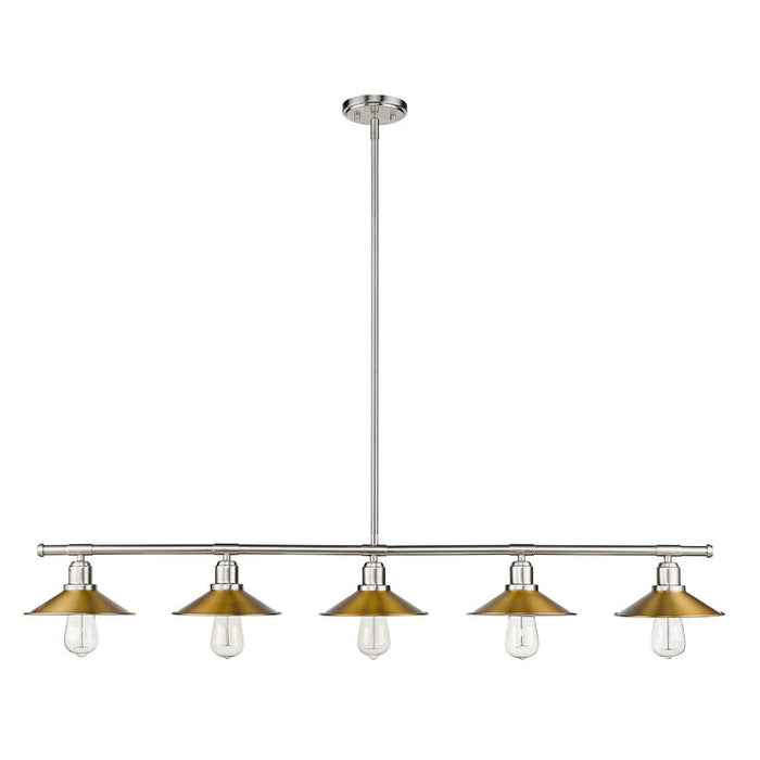 Casa Brushed Nickel 5 Light Island Billiard Pendant 613-5L-BN + FB - Island/Billiard