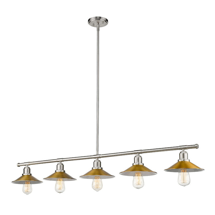Casa Brushed Nickel 5 Light Island Billiard Pendant 613-5L-BN + FB - Island/Billiard