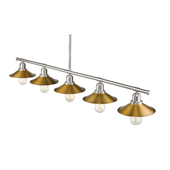 Casa Brushed Nickel 5 Light Island Billiard Pendant 613-5L-BN + FB - Island/Billiard