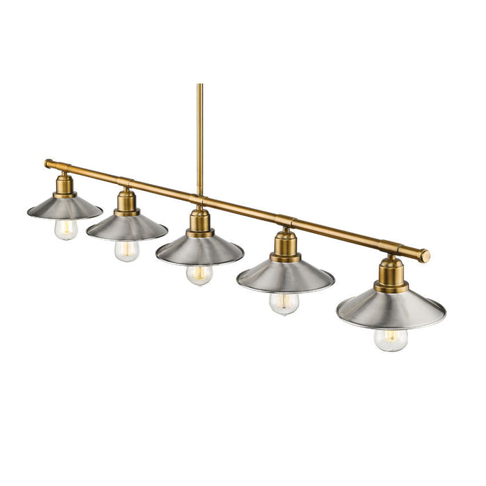 Casa Factory Brass 5 Light Island Billiard Pendant 613-5L-FB + BN - Island/Billiard