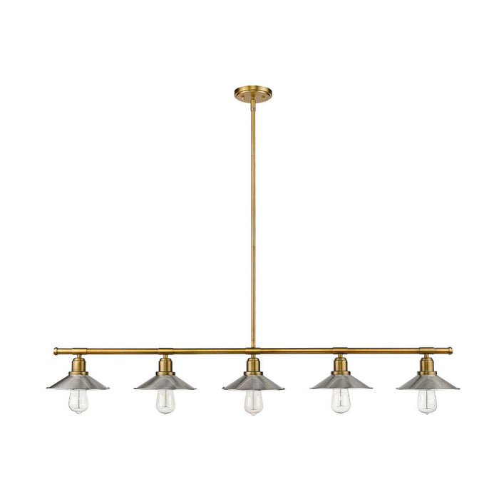 Casa Factory Brass 5 Light Island Billiard Pendant 613-5L-FB + BN - Island/Billiard