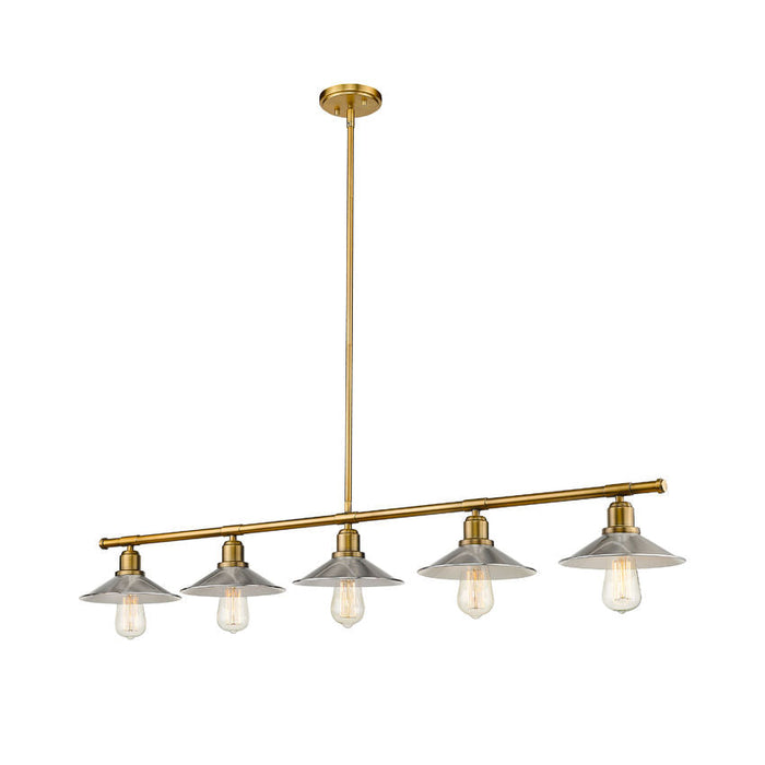 Casa Factory Brass 5 Light Island Billiard Pendant 613-5L-FB + BN - Island/Billiard