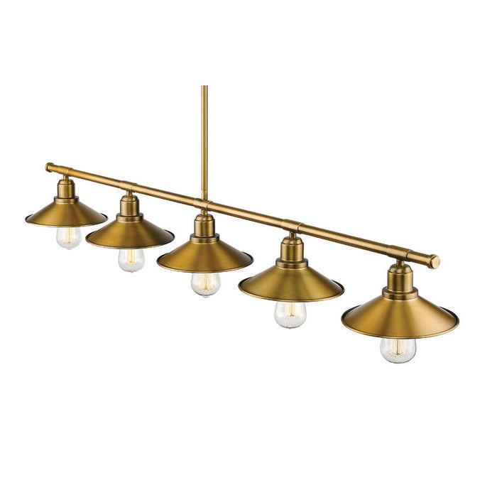 Casa Factory Brass 5 Light Island Billiard Pendant 613-5L-FB - Island/Billiard