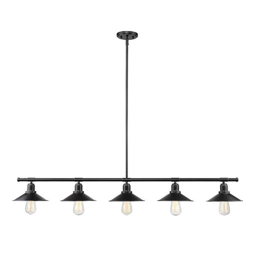 Casa Matte Black 5 Light Island Billiard Pendant 613-5L-MB - Island/Billiard