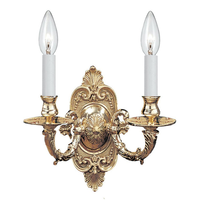 Cast Brass 2 Light Polished Brass Wall Mount - Wall Sconce