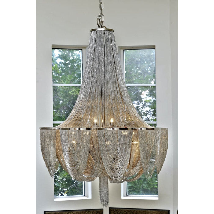 Chantilly Polished Nickel Chandelier - Chandeliers