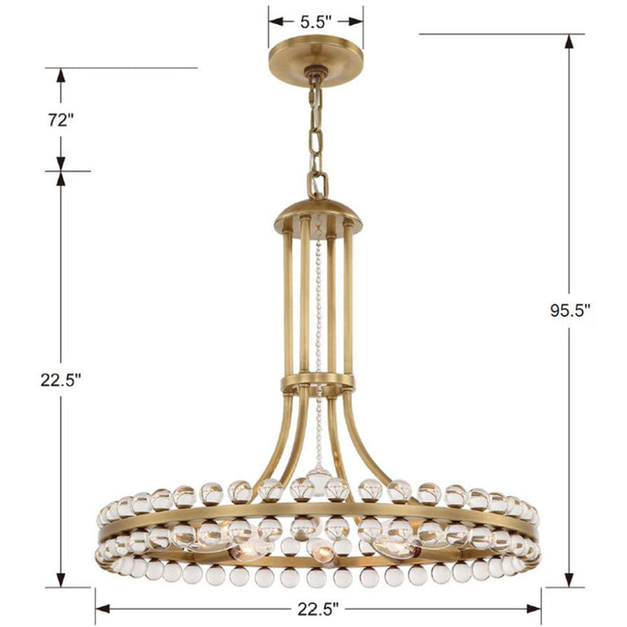 Clover 8 Light Aged Brass Chandelier - Chandeliers