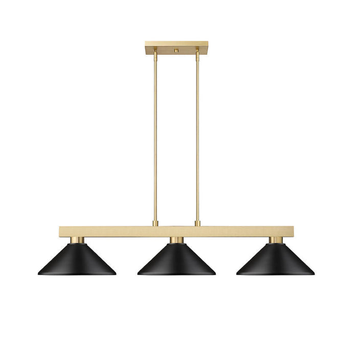 Cobalt Modern Gold Matte Black 3 Light 49 Inch Billiard Light Z-Lite 152MGLD-MMB | theLightShop