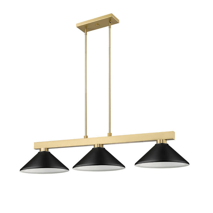 Cobalt Modern Gold Matte Black 3 Light 49 Inch Billiard Light Z-Lite 152MGLD-MMB | theLightShop