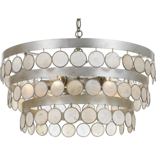 Coco 6 Light Antique Silver Chandelier - Chandeliers