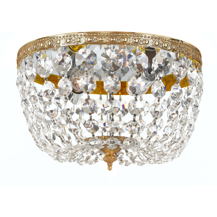 Crystorama 2 Light Clear Crystal Olde Brass Ceiling Mount - Ceiling Mount