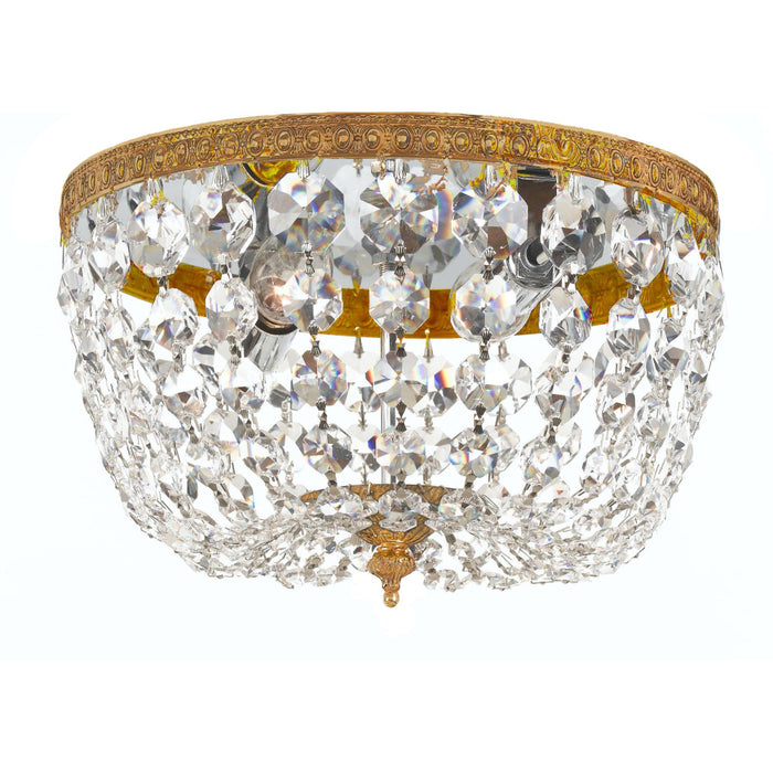 Crystorama 2 Light Clear Italian Crystal Olde Brass Ceiling Mount - Ceiling Mount