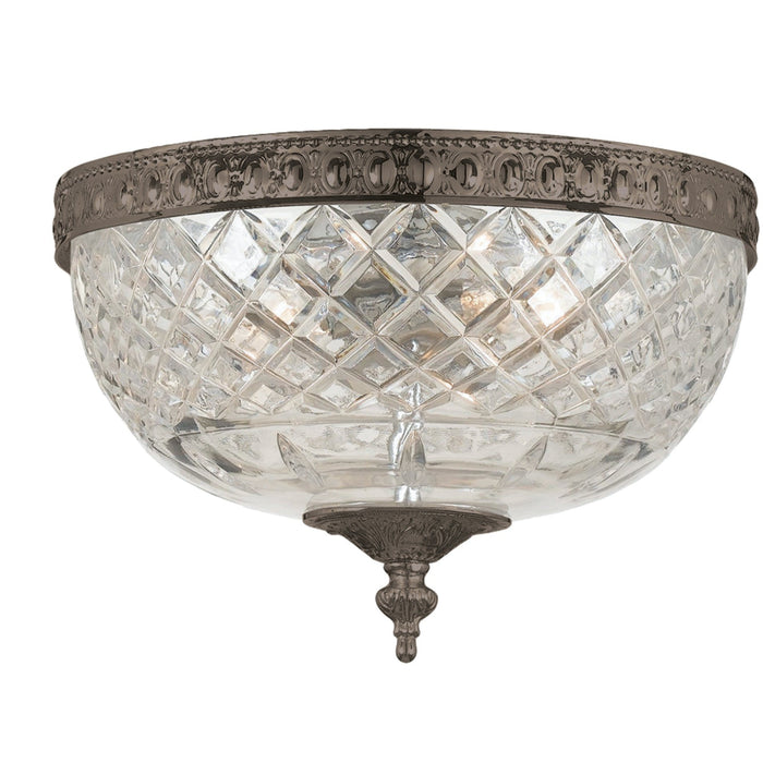 Crystorama 2 Light English Bronze Crystal Ceiling Mount - Ceiling Mount