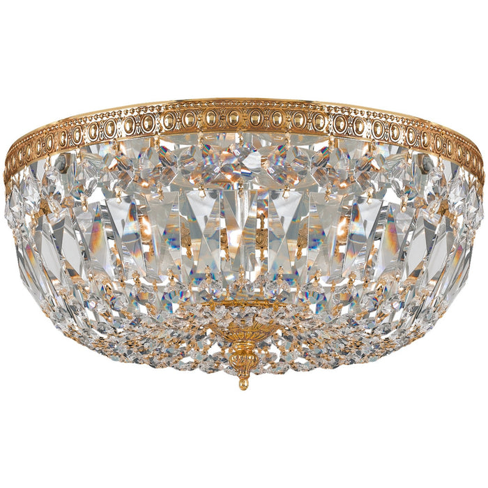Crystorama 3 Light Clear Hand Cut Olde Brass Ceiling Mount - Ceiling Mount