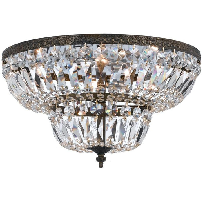 Crystorama 4 Light Clear Hand Cut English Bronze Ceiling Mount - Ceiling Mount