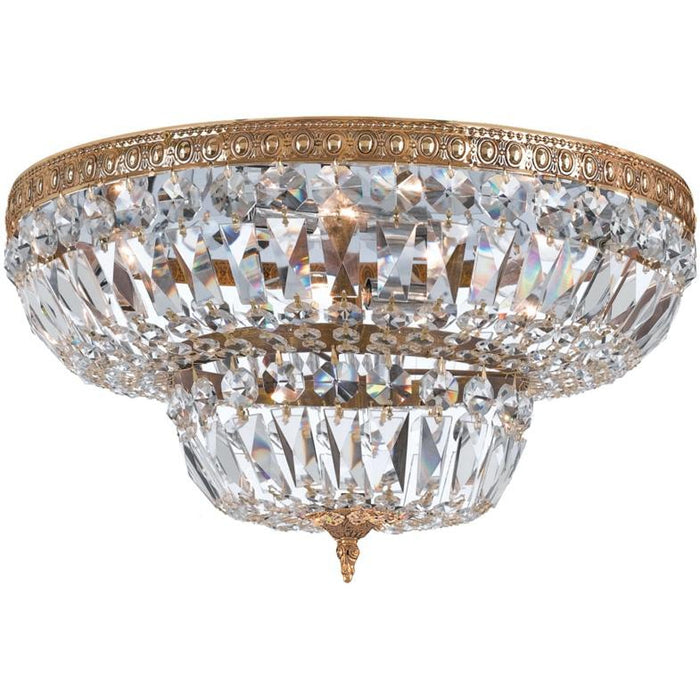Crystorama 4 Light Clear Hand Cut Olde Brass Ceiling Mount - Ceiling Mount