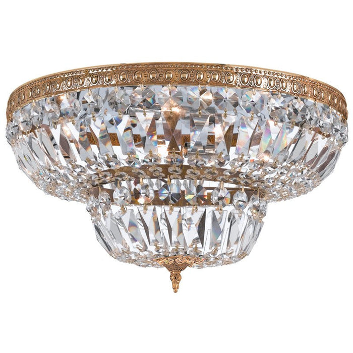 Crystorama 6 Light Clear Spectra Olde Brass Ceiling Mount - Flushmounts
