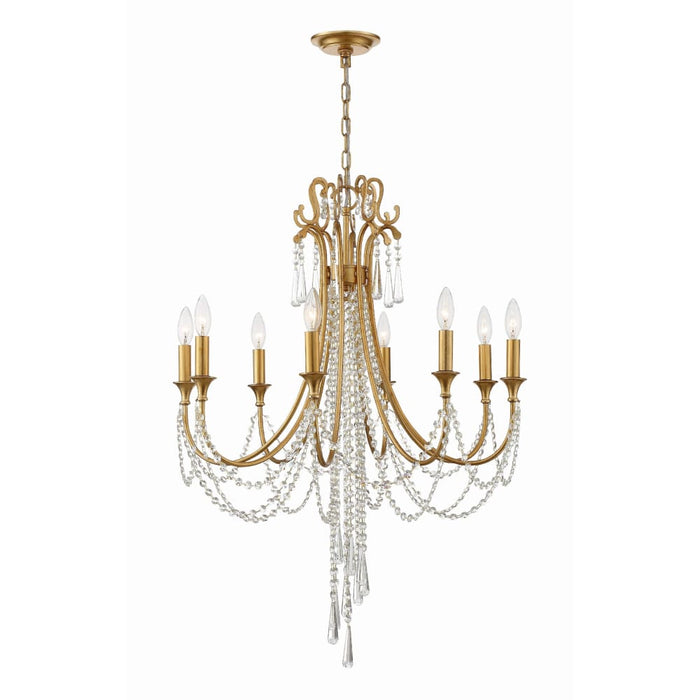 Crystorama Arcadia Antique Gold 8 Light Chandelier ARC-1908-GA-CL-MWP - Chandeliers