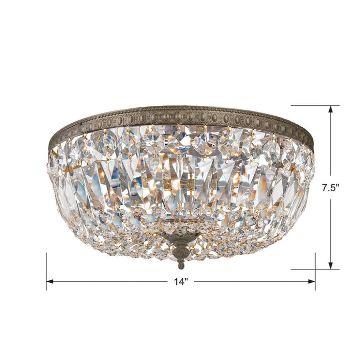 Crystorama Ceiling Mount Olde Brass 3 Light Flushmount 714-OB-GT-MWP - Flushmounts