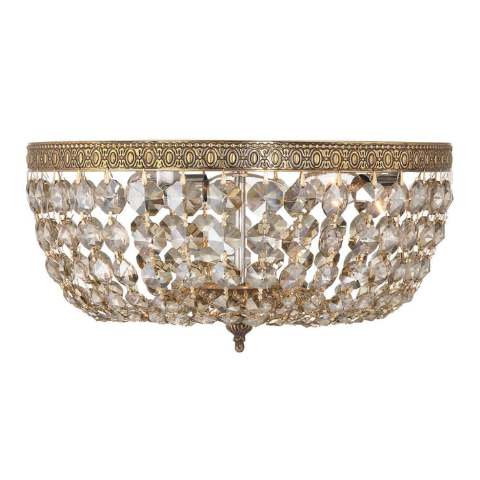 Crystorama Ceiling Mount Olde Brass 3 Light Flushmount 714-OB-GT-MWP - Flushmounts