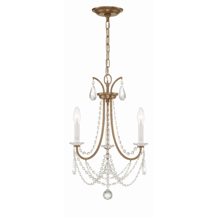 Crystorama Karrington Aged Brass 3 Light Mini-Chandelier KAR-90903-AG-CL-MWP - Mini-Chandeliers