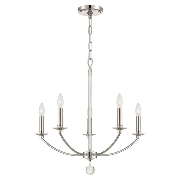 Crystorama Mila Polished Nickel 5 Light Chandelier MIL-8005-PN - Chandeliers