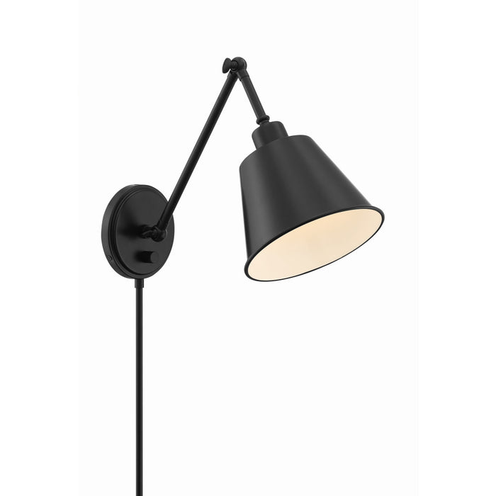 Crystorama Mitchell Matte Black 1 Light Swing-Arm Wall Lamp MIT-A8020-MK - Swing-Arm Wall Lamps