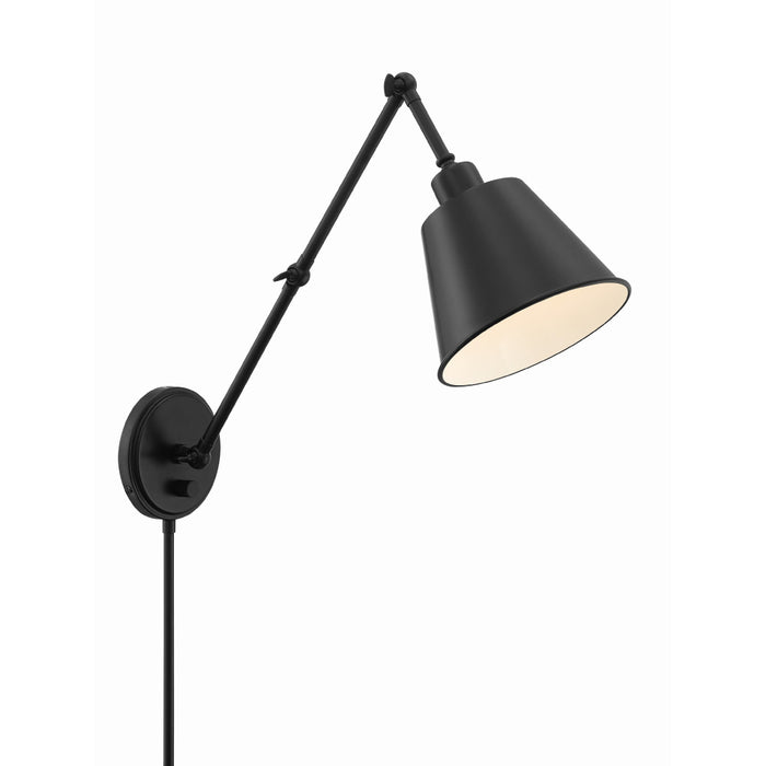 Crystorama Mitchell Matte Black 1 Light Swing-Arm Wall Lamp MIT-A8021-MK - Swing-Arm Wall Lamps