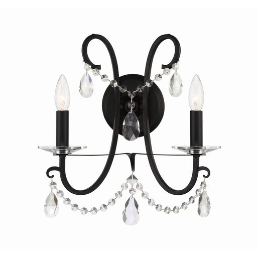 Crystorama Othello Matte Black 2 Light Wall Sconce 6822-MK-CL-MWP - Wall Sconces