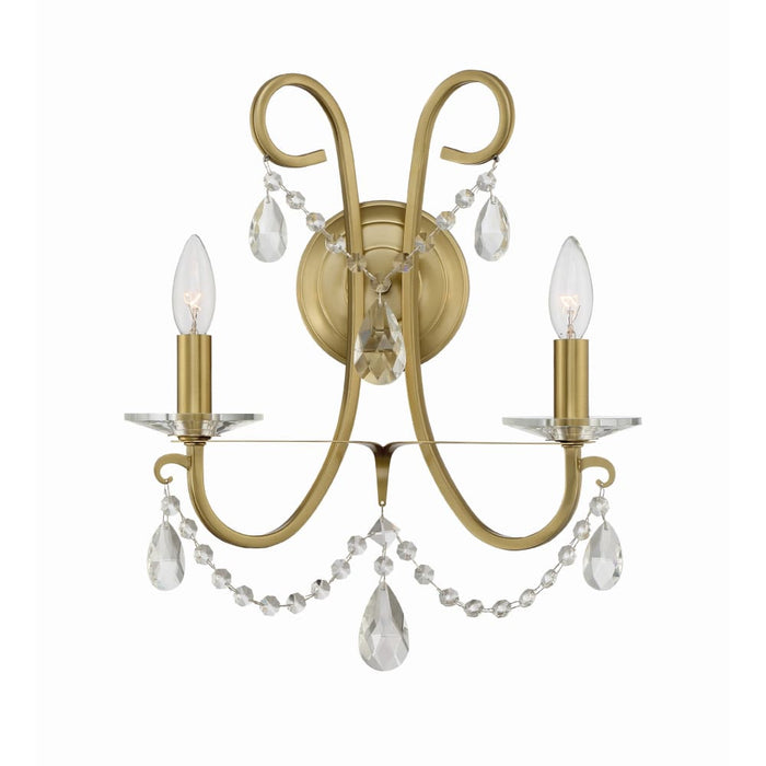 Crystorama Othello Vibrant Gold 2 Light Wall Sconce 6822-VG-CL-SAQ - Wall Sconces