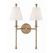 Crystorama Riverdale Aged Brass 2 Light Wall Sconce RIV-383-AG - Wall Sconces