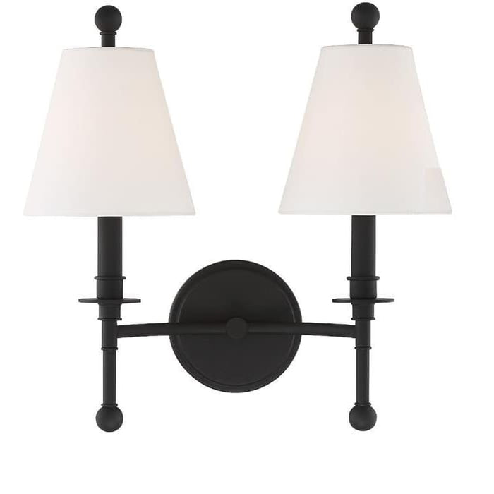 Crystorama Riverdale Black Forged 2 Light Wall Sconce RIV-383-BF - Wall Sconce